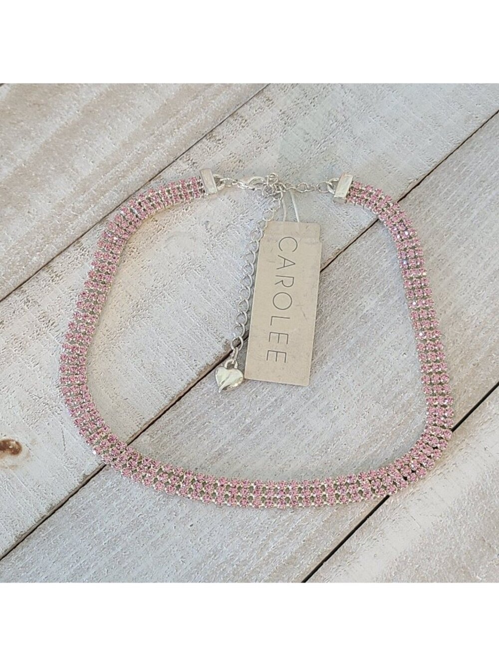 Vintage Carolee Pink Rhinestone Choker NWT Coquette Balletcore Glam 90s Sparkle